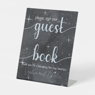 Starry Night Celestial Guest Book Pedestal Sign