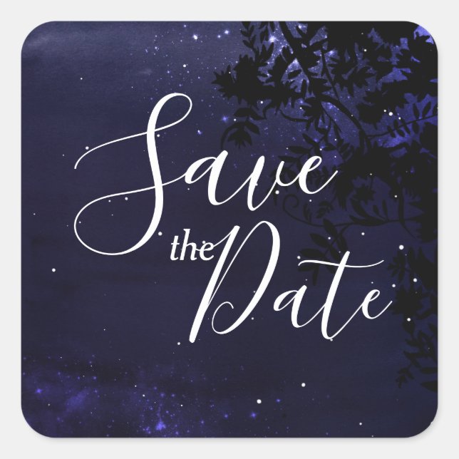 Starry Night Celestial Save the Date Sticker (Front)
