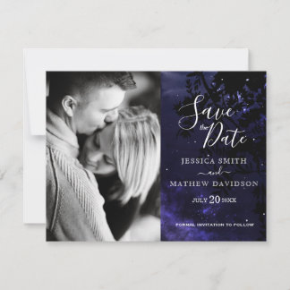 Starry Night Celestial Sky Photo Save the Date Announcement