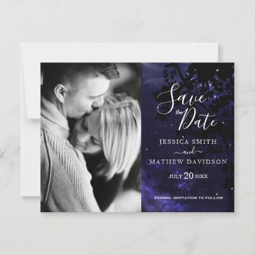 Starry Night Celestial Sky Photo Save the Date  Announcement