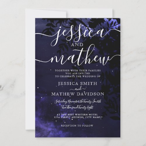 Starry Night Celestial Sky Wedding Invitation