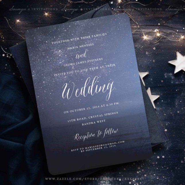 Starry Night Celestial Stars Wedding Invitation (Creator Uploaded)