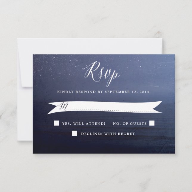 Starry Night Celestial Stars Wedding RSVP Card (Front)