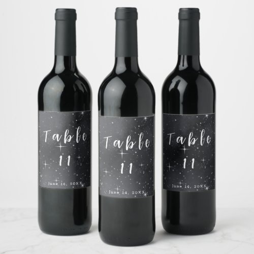 Starry Night Celestial Table Number Wedding Wine Label
