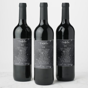 Starry Night Celestial Table Number Wedding Wine Label