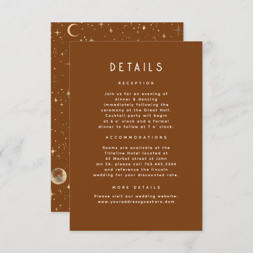 Starry Night Celestial Wedding Details Enclosure Card