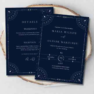 Starry Night Celestial Wedding Navy Blue Elegant I Invitation
