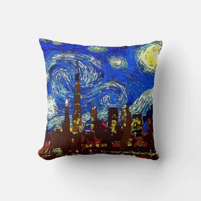 Starry Night Chicago, Throw Pillow (Front)