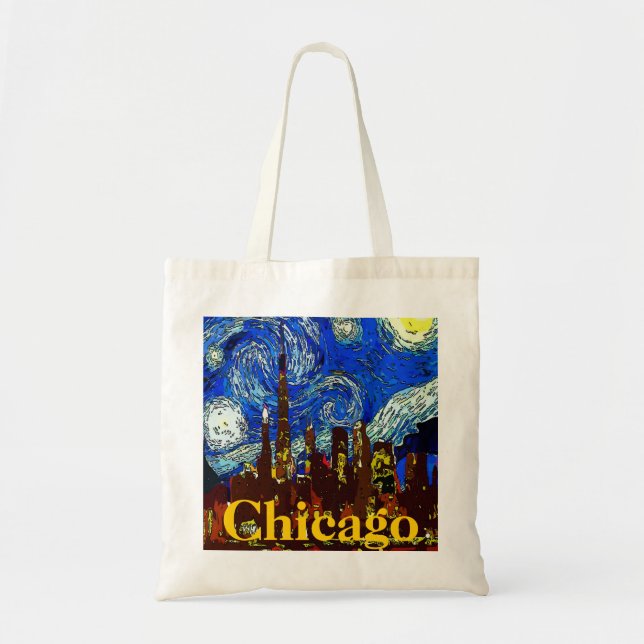 Starry Night Chicago Tote Bag (Front)