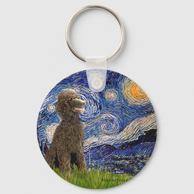 Starry Night - Chocolate St. Poodle Keychain (Front)