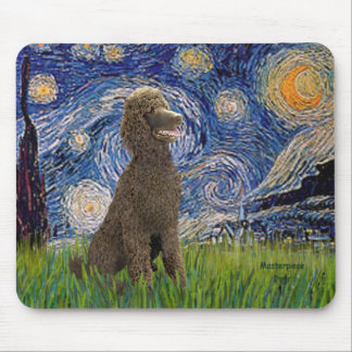 Starry Night - Chocolate St. Poodle Mouse Pad