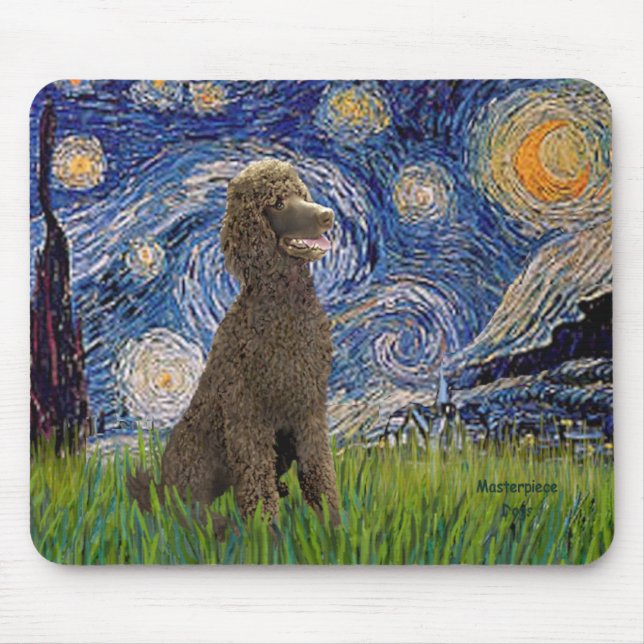 Starry Night - Chocolate St. Poodle Mouse Pad (Front)