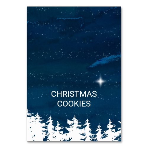 Starry Night Christmas Buffet Food Labels Table Number