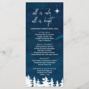 Starry Night Christmas Dinner Menu Card