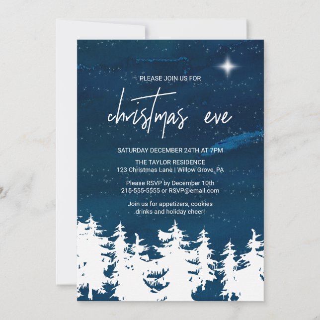 Starry Night Christmas Eve Party Invitation (Front)