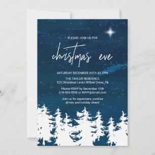 Starry Night Christmas Eve Party Invitation