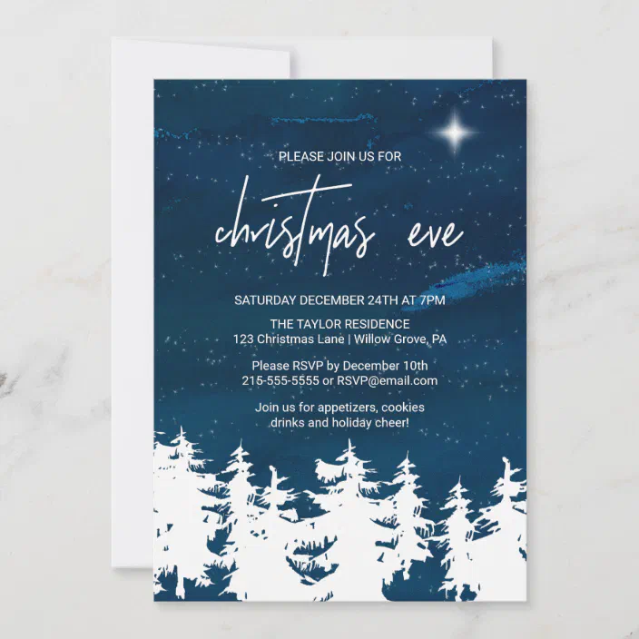 Forest Grove Christmas Invite 2022 Starry Night Christmas Eve Party Invitation | Zazzle.com