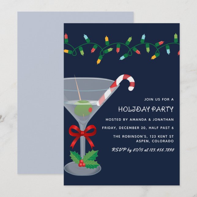 Starry Night Christmas Holiday Cocktail Party Invitation (Front/Back)