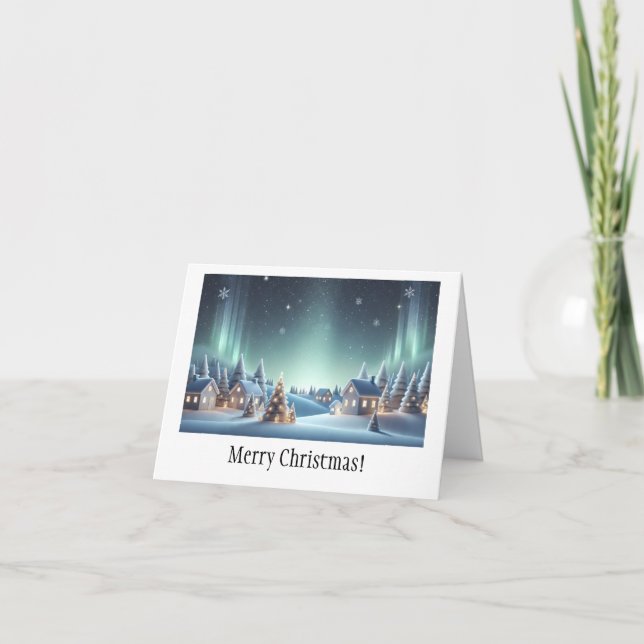 Starry night Christmas   Letterpress Thank You Card (Front)