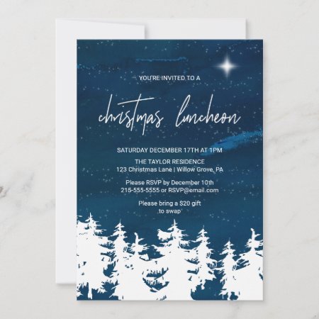 Starry Night Christmas Luncheon Invitation