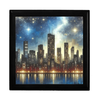 “Starry Night Cityscape Reflections” Jewelry Gift Box
