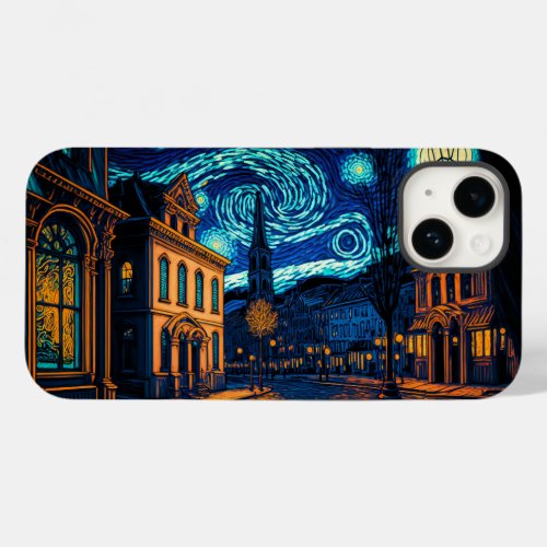 Starry Night Cityscape _ Van Gogh Inspired Art _ Case_Mate iPhone 14 Case