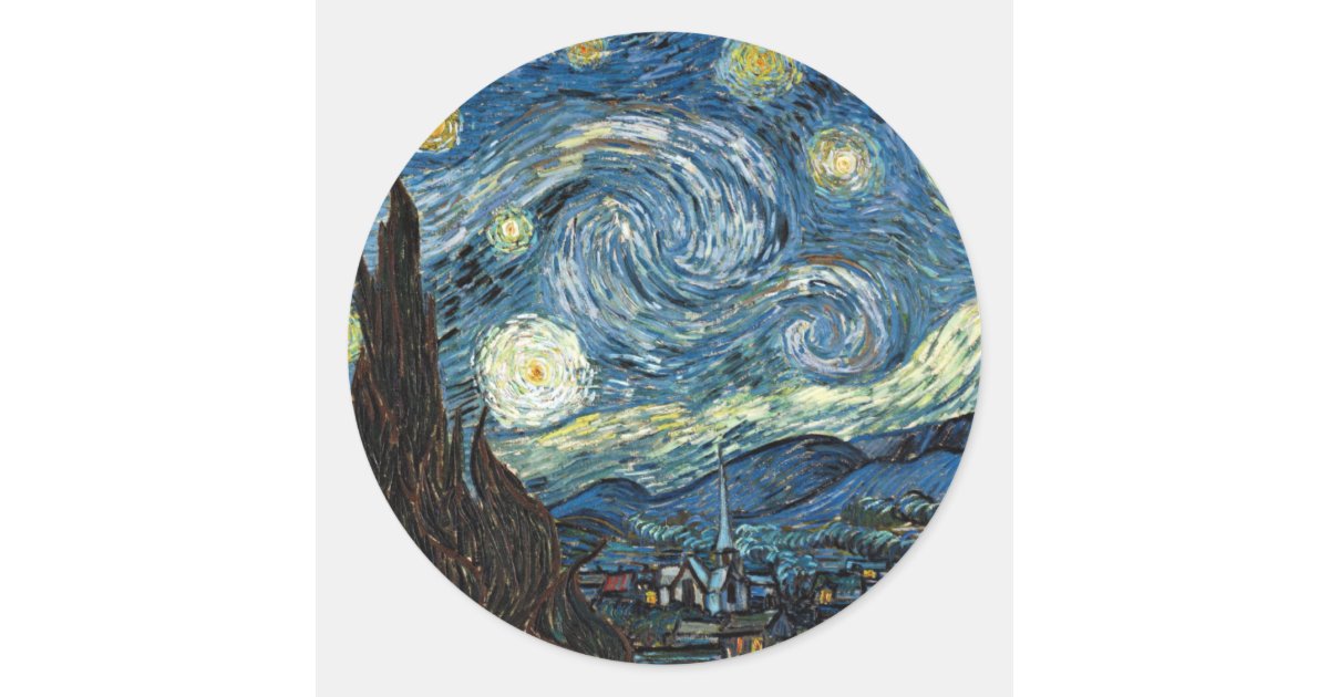 Starry Night Classic Round Sticker | Zazzle