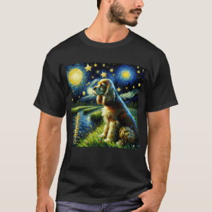 Starry Night Cocker Spaniel Dog Van Gogh Lover T-Shirt