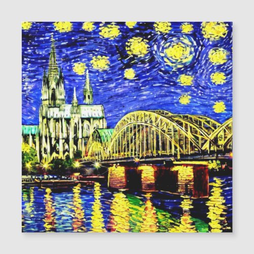Starry Night Cologne Germany Cathedral