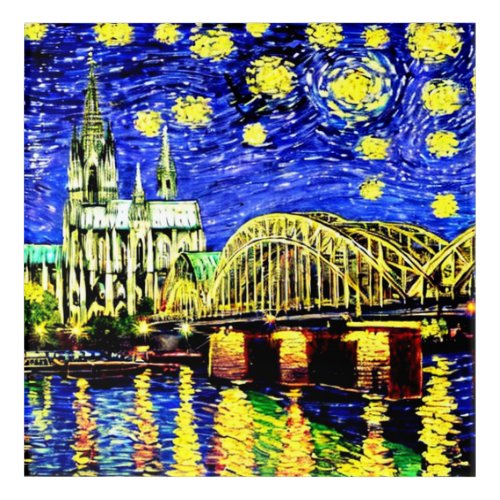 Starry Night Cologne Germany Cathedral Acrylic Print
