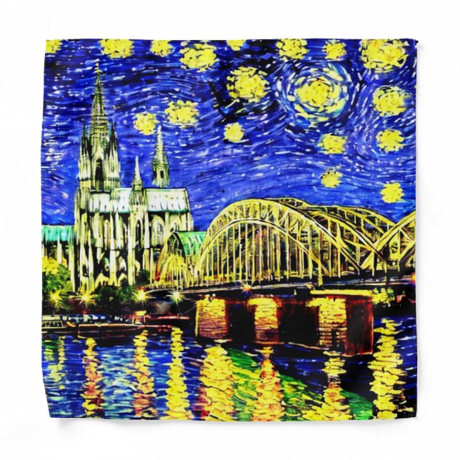Starry Night Cologne Germany Cathedral Bandana (Front)