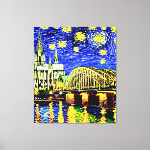 Starry Night Cologne Germany Cathedral Canvas Print