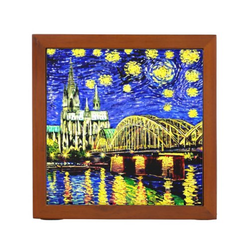 Starry Night Cologne Germany Cathedral Desk Organizer