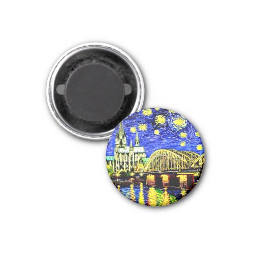 Starry Night Cologne Germany Cathedral Magnet