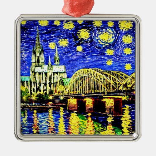 Starry Night Cologne Germany Cathedral Metal Ornament