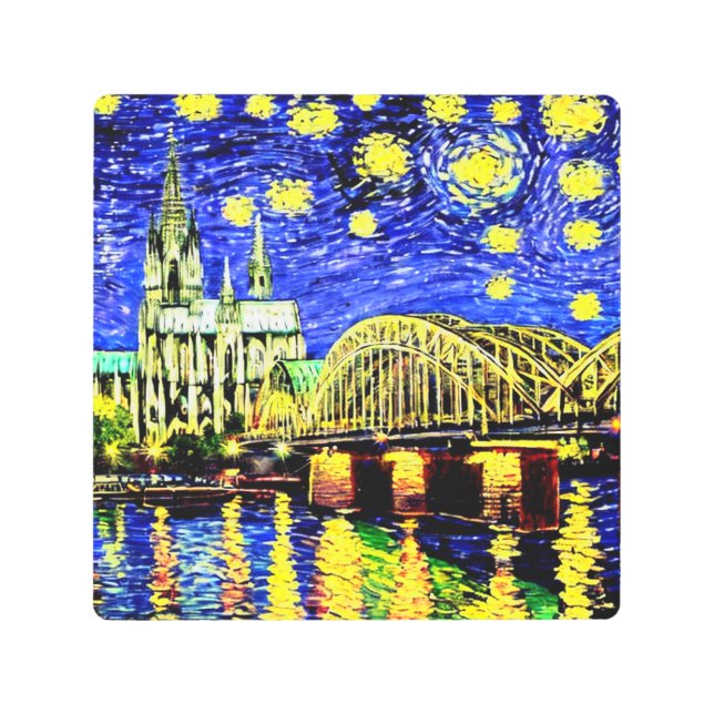 Starry Night Cologne Germany Cathedral Metal Print (Front)