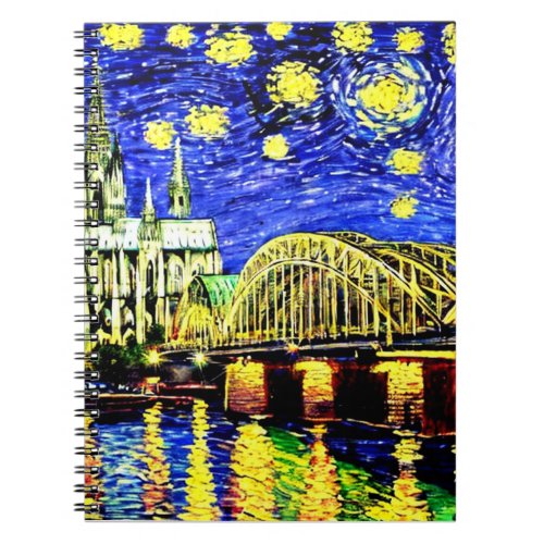 Starry Night Cologne Germany Cathedral Notebook