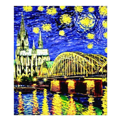 Starry Night Cologne Germany Cathedral Photo Print