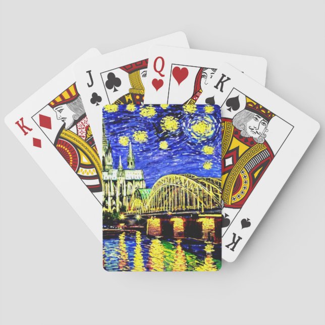Starry Night Cologne Germany Cathedral Poker Cards (Back)