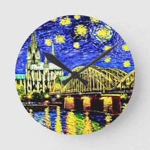 Starry Night Cologne Germany Cathedral Round Clock