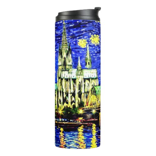 Starry Night Cologne Germany Cathedral Thermal Tumbler