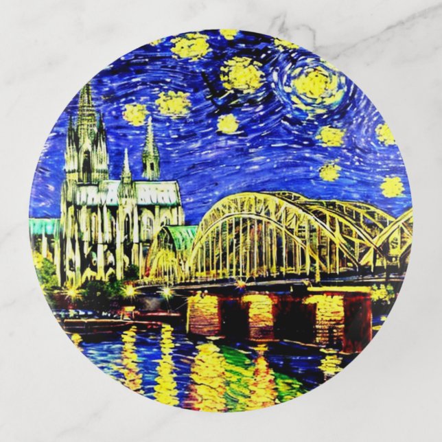 Starry Night Cologne Germany Cathedral Trinket Tray (Front)