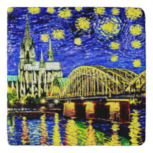 Starry Night Cologne Germany Cathedral Trivet