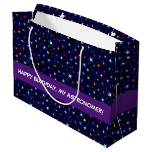 Starry Night Colorful Astronomic Seamless Pattern Large Gift Bag