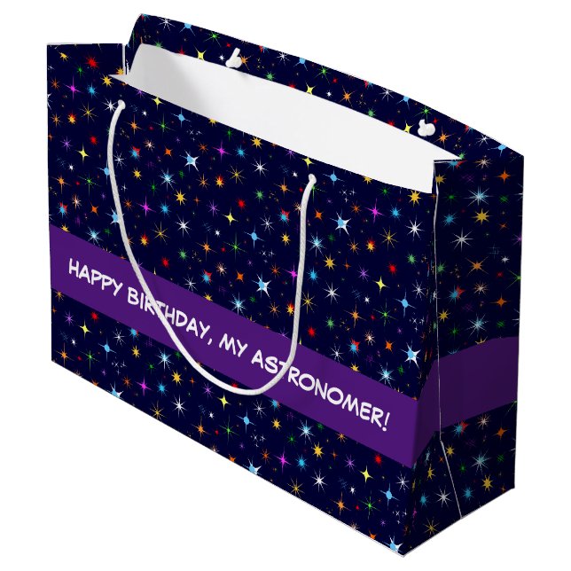 Starry Night Colorful Astronomic Seamless Pattern Large Gift Bag (Back Angled)