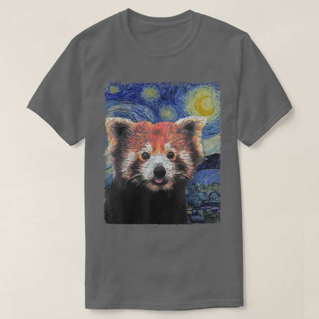 Starry Night Colorful Red Panda  T-Shirt (Design Front)