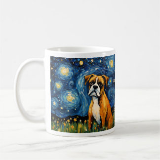 Starry Night Companion - Vintage Dog amidst Van Go Coffee Mug