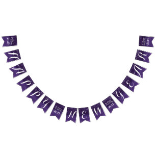 Starry night congratulations dark purple custom bunting flags