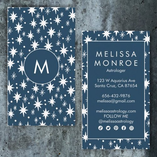 Starry Night Cool Minimalist Elegant Logo Initials Business Card