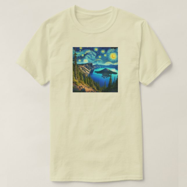 Starry Night Crater Lake National Park T-Shirt (Design Front)